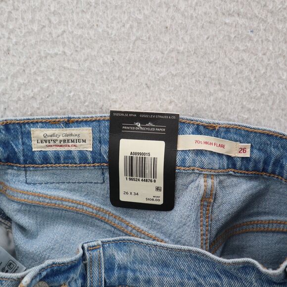 Levi's Premium 70's High Flare Jeans Women 26 Light Blue American Grunge Denim - Picture 9 of 14